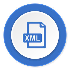 xml file blue circle 3d modern design flat icon on white background