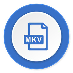 mkv file blue circle 3d modern design flat icon on white background