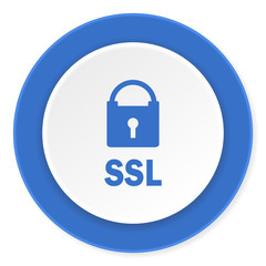ssl blue circle 3d modern design flat icon on white background