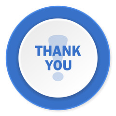 thank you blue circle 3d modern design flat icon on white background