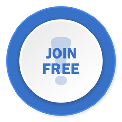 join free blue circle 3d modern design flat icon on white background