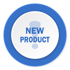 new product blue circle 3d modern design flat icon on white background