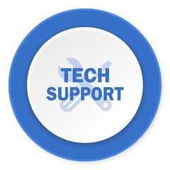 technical support blue circle 3d modern design flat icon on white background
