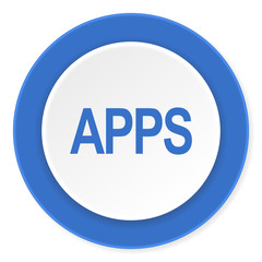 apps blue circle 3d modern design flat icon on white background