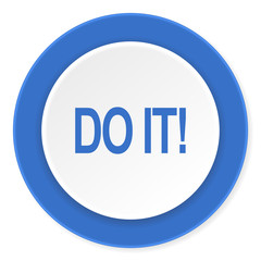 do it blue circle 3d modern design flat icon on white background