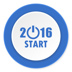 year 2016 blue circle 3d modern design flat icon on white background