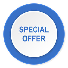 special offer blue circle 3d modern design flat icon on white background