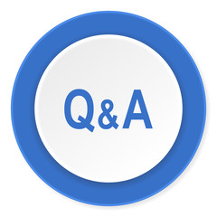 question answer blue circle 3d modern design flat icon on white background