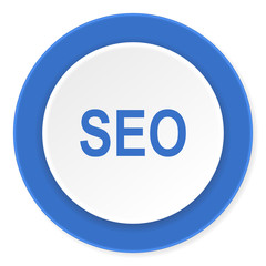 seo blue circle 3d modern design flat icon on white background