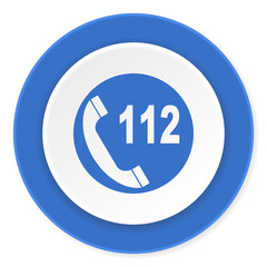 emergency call blue circle 3d modern design flat icon on white background