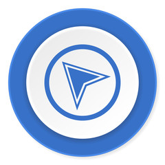 navigation blue circle 3d modern design flat icon on white background