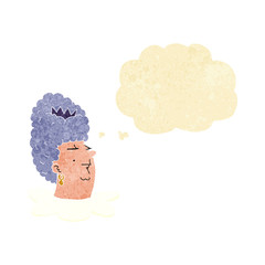 cartoon queen's head with thought bubble