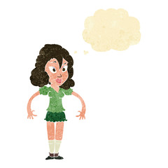 cartoon pretty woman with thought bubble