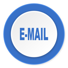 email blue circle 3d modern design flat icon on white background
