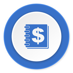 money blue circle 3d modern design flat icon on white background