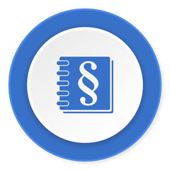 law blue circle 3d modern design flat icon on white background
