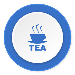 tea blue circle 3d modern design flat icon on white background