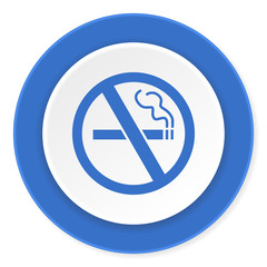 no smoking blue circle 3d modern design flat icon on white background