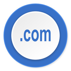 com blue circle 3d modern design flat icon on white background