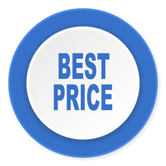 best price blue circle 3d modern design flat icon on white background