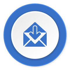 email blue circle 3d modern design flat icon on white background