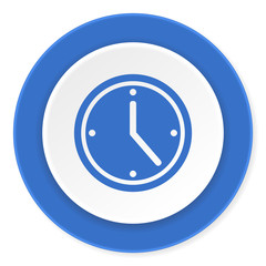 time blue circle 3d modern design flat icon on white background