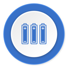 battery blue circle 3d modern design flat icon on white background