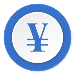 yen blue circle 3d modern design flat icon on white background
