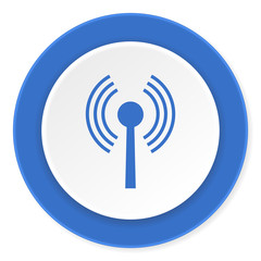 wifi blue circle 3d modern design flat icon on white background