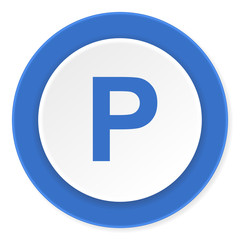 parking blue circle 3d modern design flat icon on white background