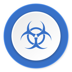 biohazard blue circle 3d modern design flat icon on white background