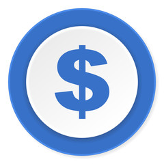 dollar blue circle 3d modern design flat icon on white background