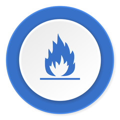 flame blue circle 3d modern design flat icon on white background