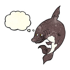 funny cartoon shark with thought bubble