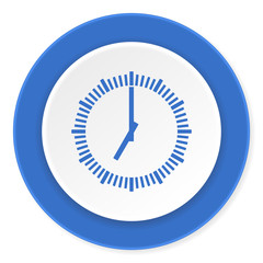 time blue circle 3d modern design flat icon on white background