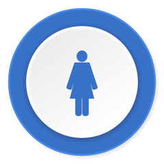 female blue circle 3d modern design flat icon on white background