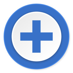 plus blue circle 3d modern design flat icon on white background