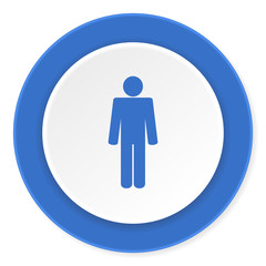 male blue circle 3d modern design flat icon on white background