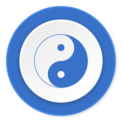 ying yang blue circle 3d modern design flat icon on white background