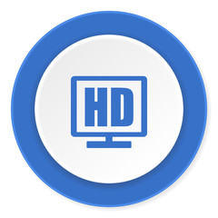 hd display blue circle 3d modern design flat icon on white background