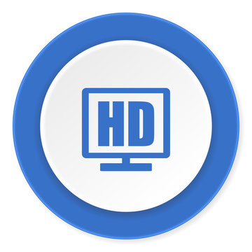 hd display blue circle 3d modern design flat icon on white background