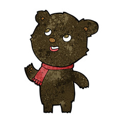 cartoon black bear wearing scarf