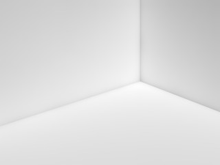 Empty white room interior fragment with corner 3 d