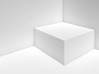 Abstract white empty interior background 3 d