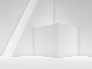 Abstract white empty interior background 3d