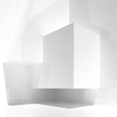 Abstract white digital architecture background, 3d