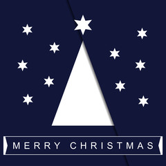 greeting card, Christmas white tree with text