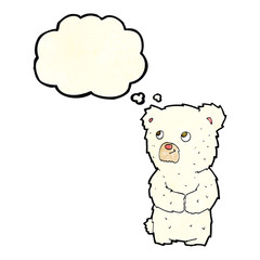cartoon polar bear cub with thought bubble