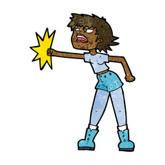 cartoon woman punching
