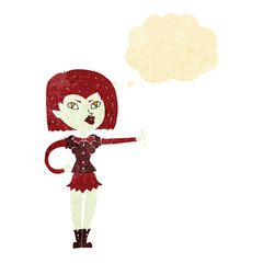 cartoon vampire girl giving thumbs up with thought bubble